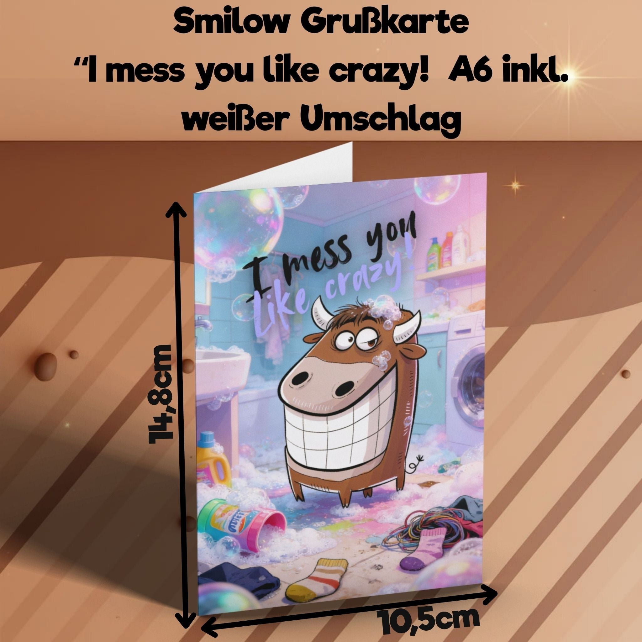 Premium-Grußkarte "I mess you like Crazy" A6 inkl. Umschlag