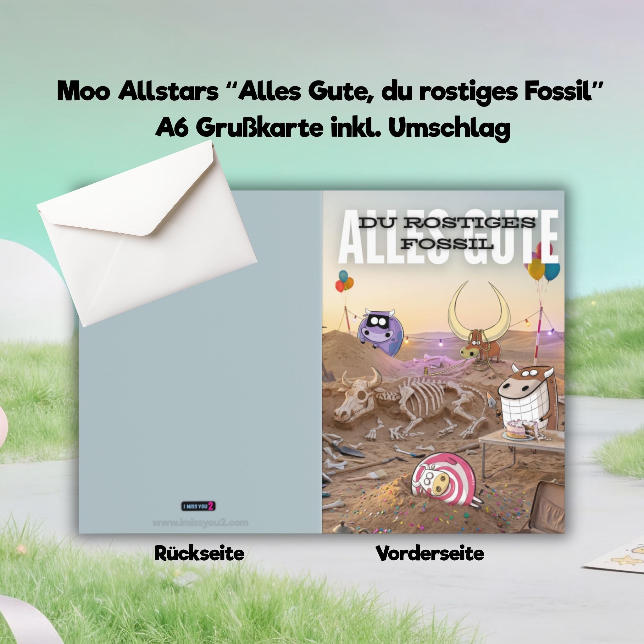 Premium-Grußkarte "Alles Gute, du rostiges Fossil" A6 inkl. Umschlag