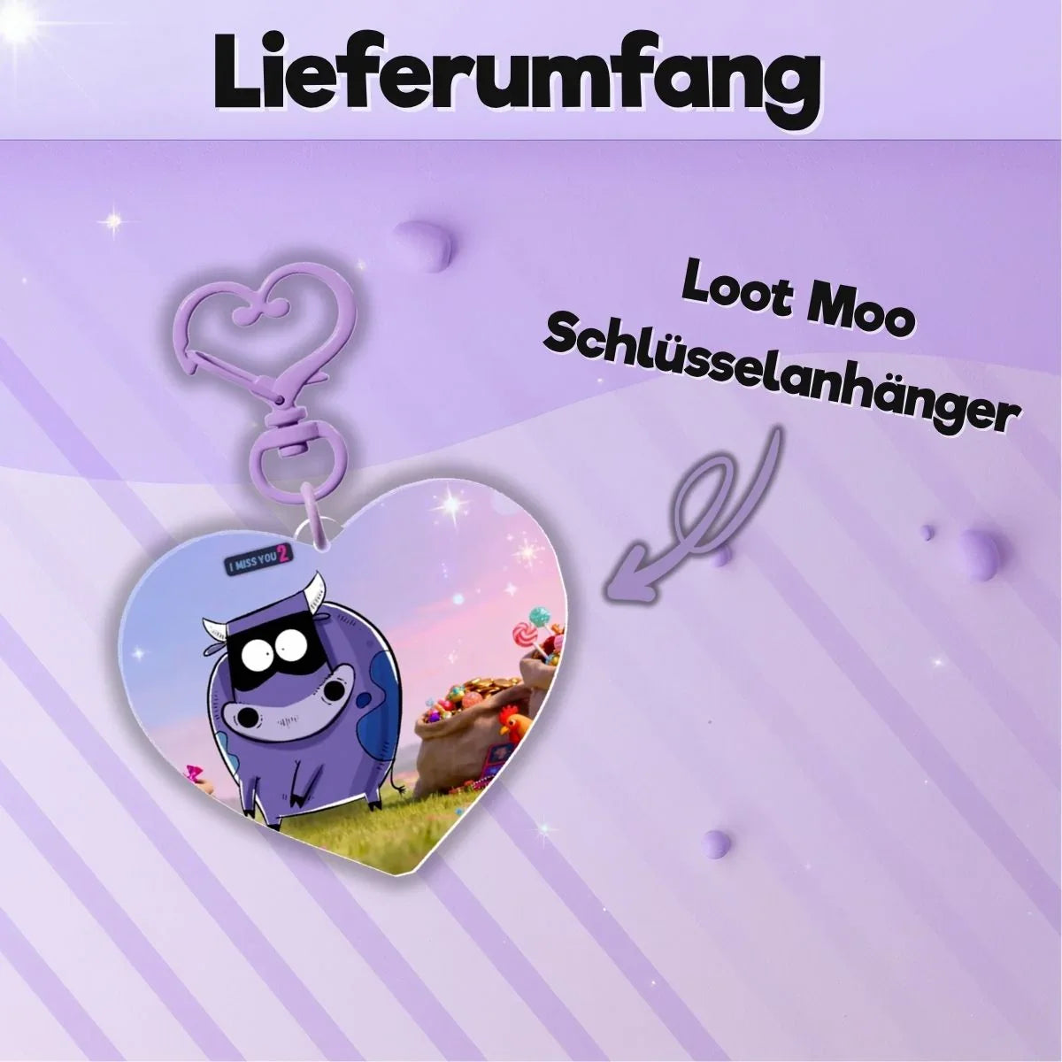 Loot Moo Herz-Schlüsselanhänger aus  Acryl 6 x 5 cm