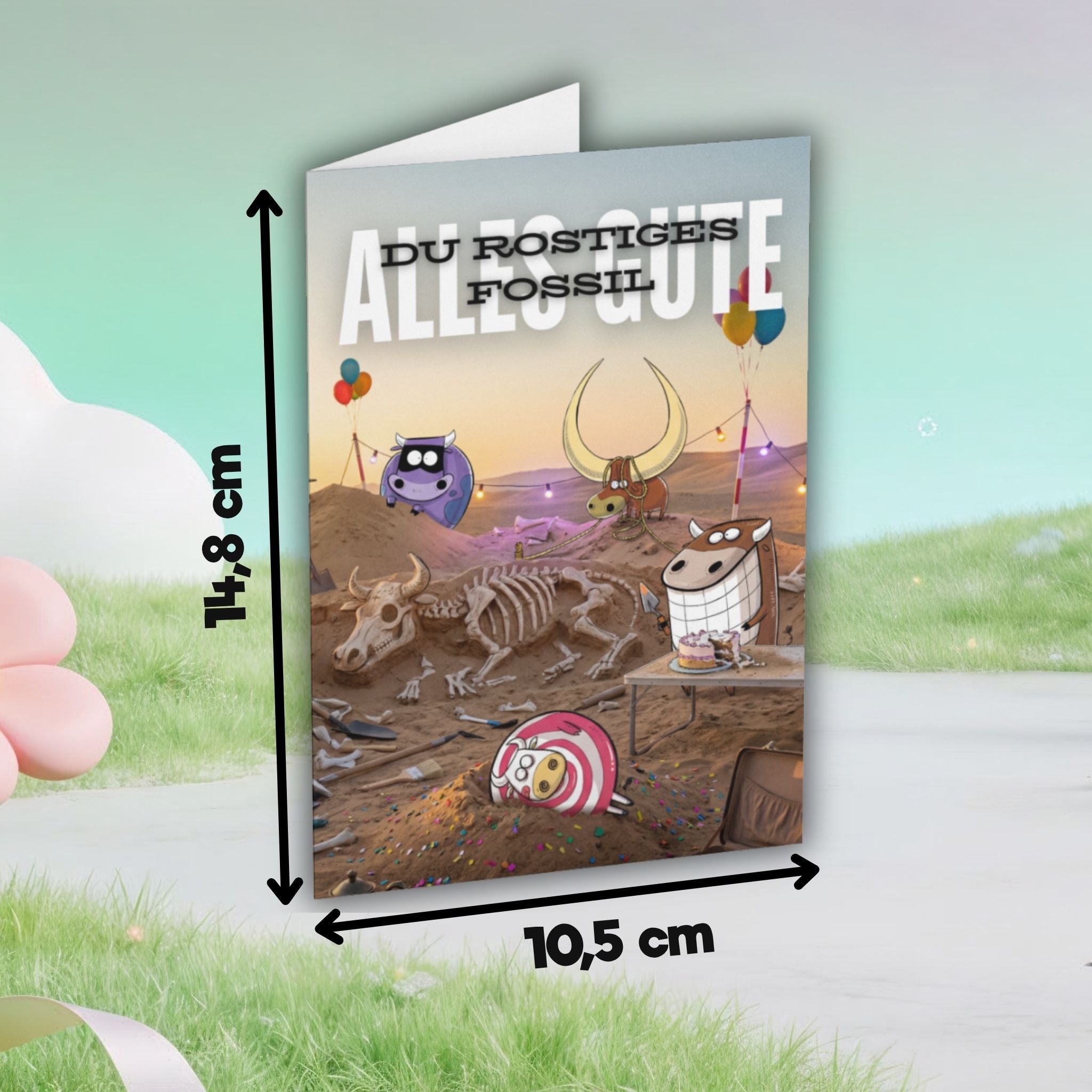 Premium-Grußkarte "Alles Gute, du rostiges Fossil" A6 inkl. Umschlag