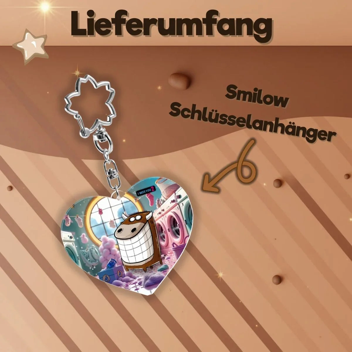 Smilow Kawaii Acryl Schlüsselanhänger, 6 x 5 cm
